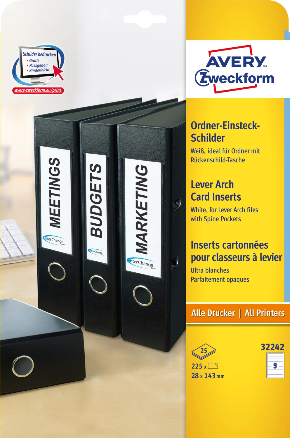 AVERY ZWECKFORM 32242 Ordner-Einsteckschilder