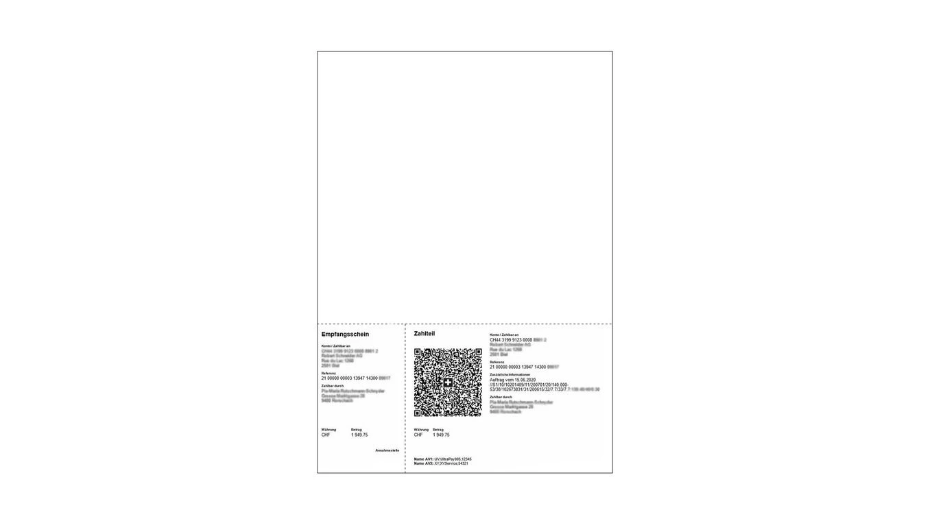 QR-Einzahlungsschein A4 80 g/m2, unbedruckt