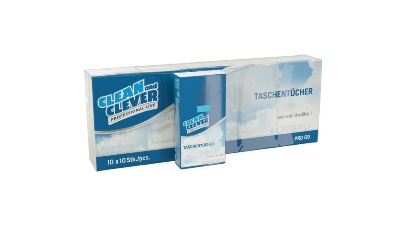 CLEANandCLEVER Taschentücher PRO69, 4-lagig, 24 x 10 Pack