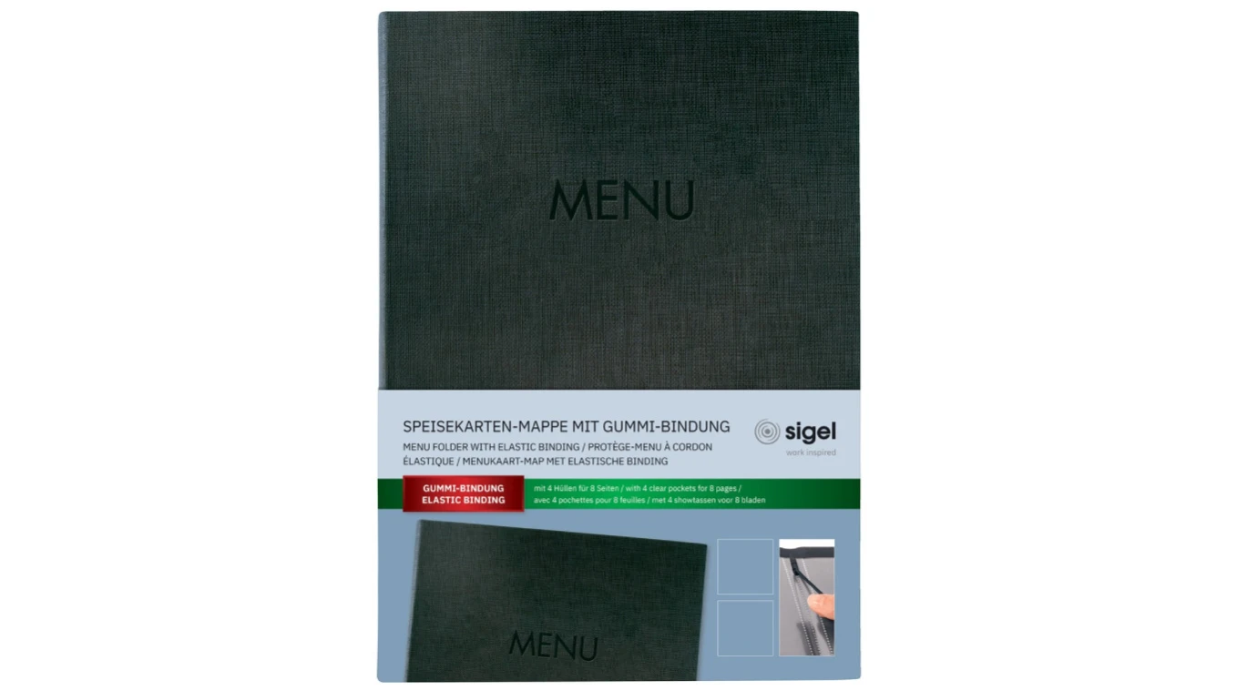 SIGEL Speisekarten-Mappe - mit Gummibindung - für 8 Seiten