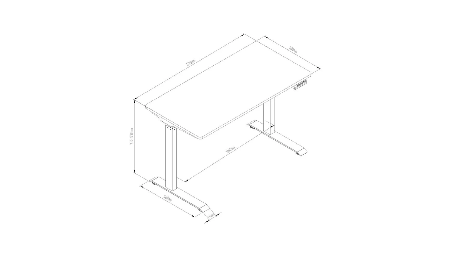 Contini höhenverstellbarer Bürotisch weiss 1.2 × 0.6 m