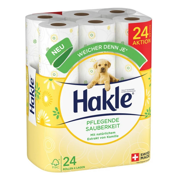 HAKLE WC-Papier Pflegende Sauberkeit 4-lagig, 24 Rollen