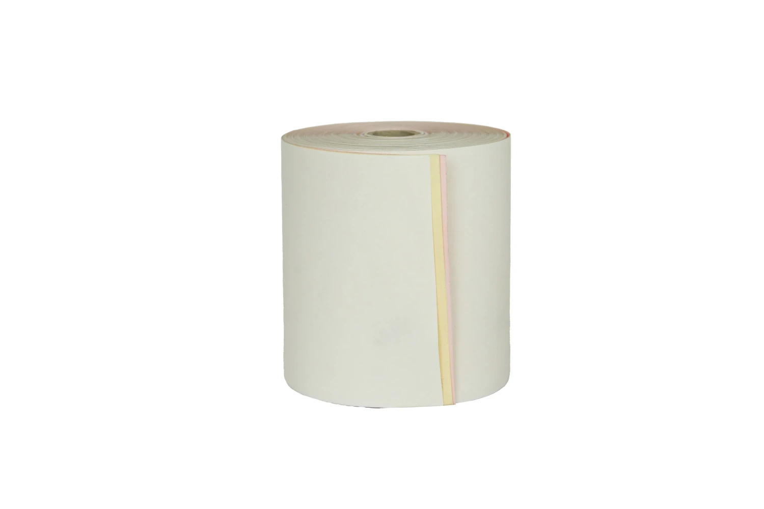 Kassenrollen 3-lagig, weiss, gelb, rosa, 76x70x12 mm