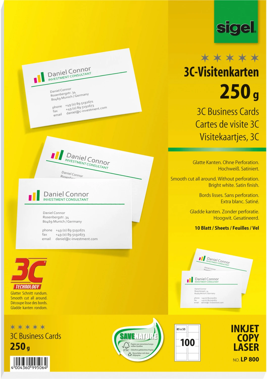 SIGEL LP800 Visitenkarten 85x55mm