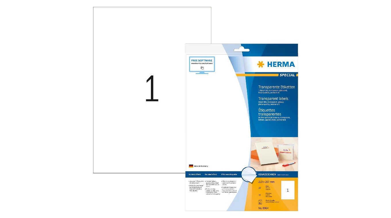 HERMA 8964 Folienetiketten, 210 x 297 mm, 10 Blatt