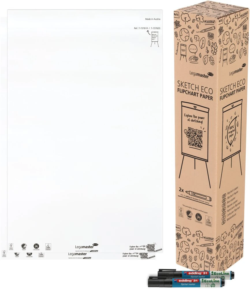 Legamaster SKETCH ECO Papierblock blanko 2 x 50 Blatt