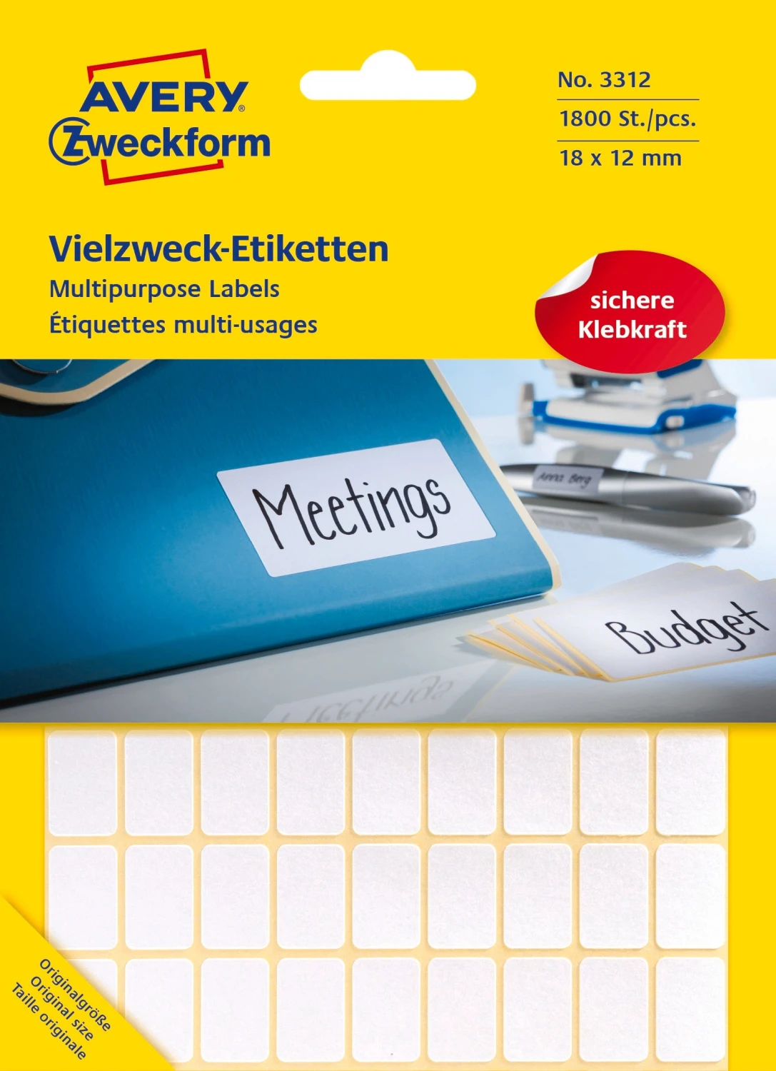 AVERY ZWECKFORM 3312 Vielzweck-Etiketten, 18 x 12 mm, 25 Blatt
