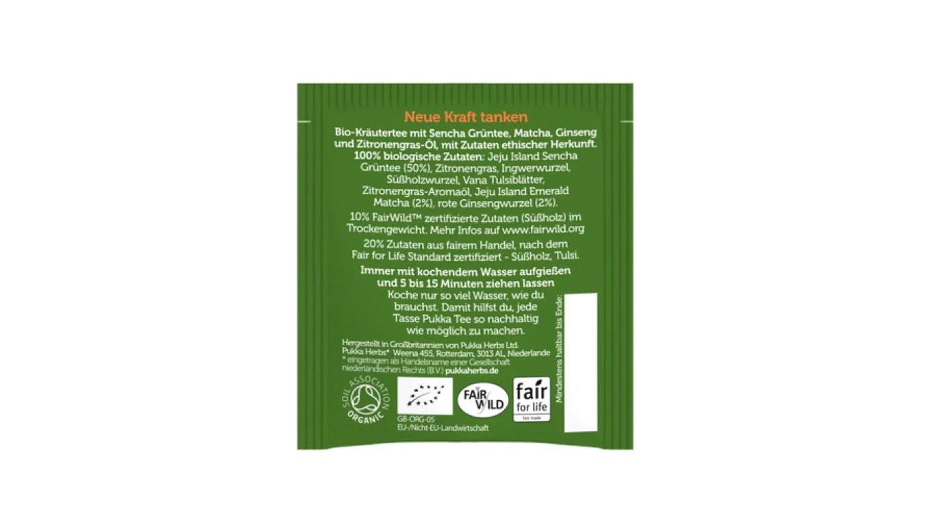 PUKKA Ginseng Matcha Green Bio
