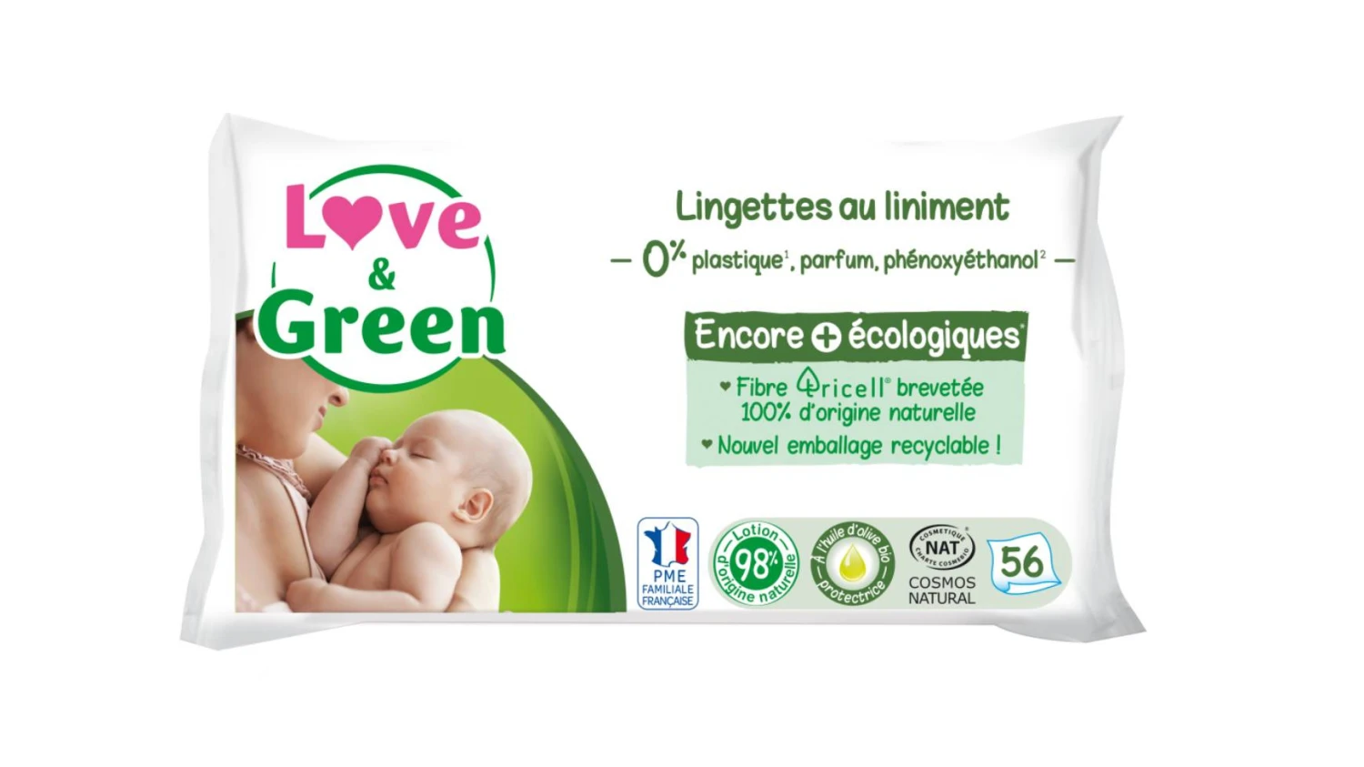 LOVE & GREEN Feuchttücher Liniment 56 Stück