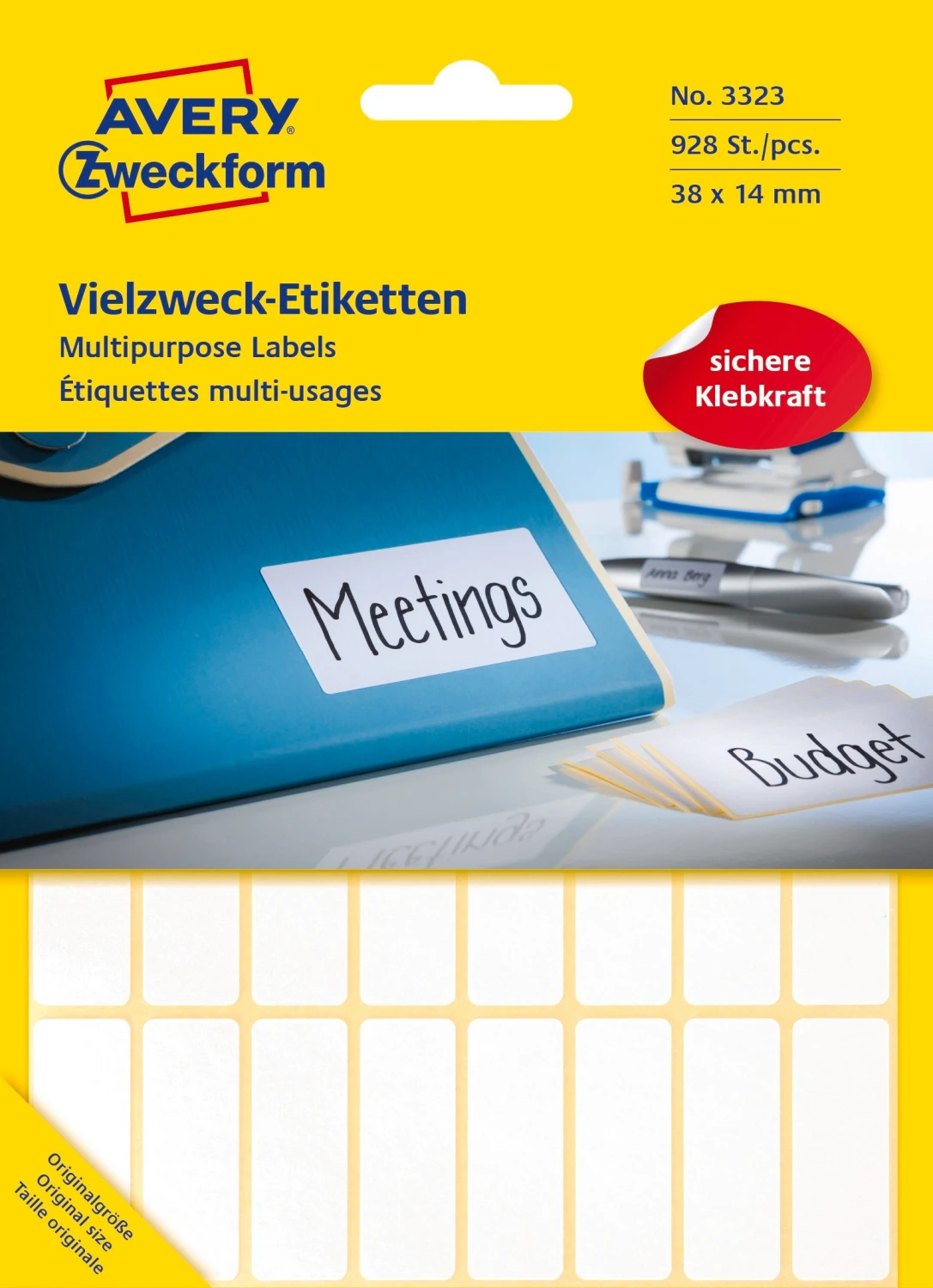 AVERY ZWECKFORM 3323 Vielzweck-Etiketten, 38 x 14 mm, 29 Blatt