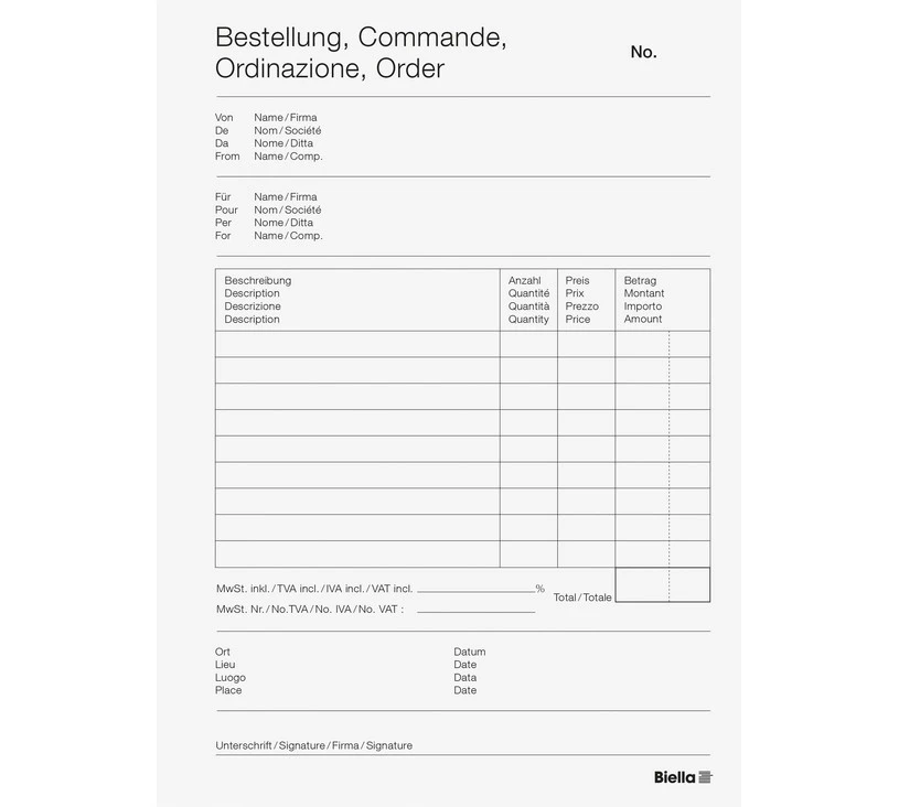 BIELLA Bestellscheine Copy-Bloc A5, 50 Blatt