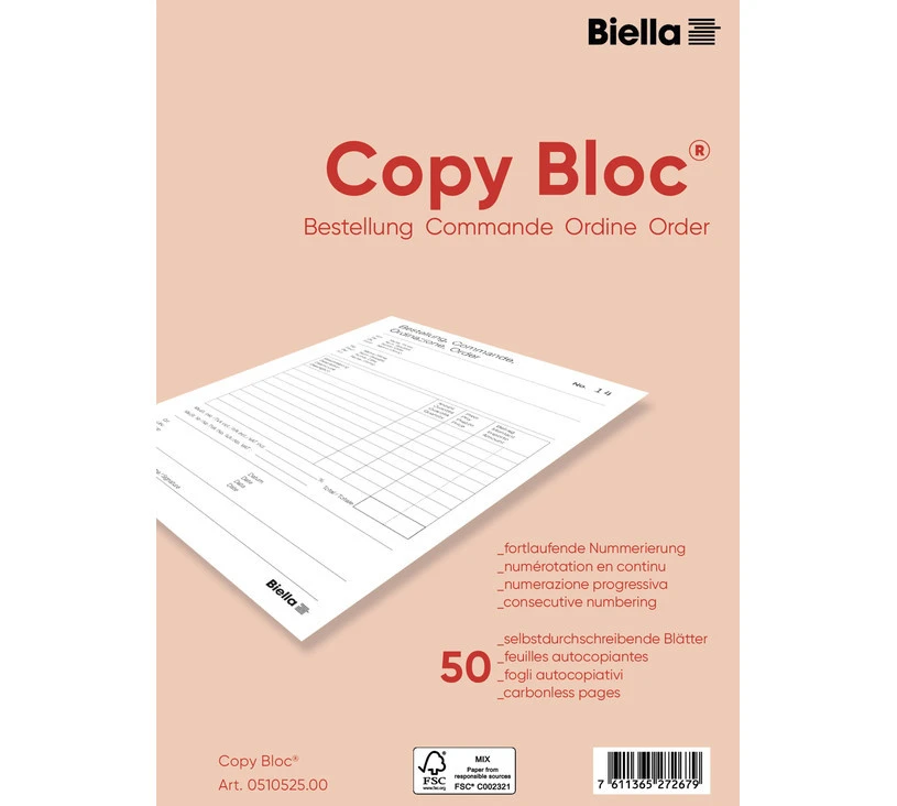 BIELLA Bestellscheine Copy-Bloc A5, 50 Blatt