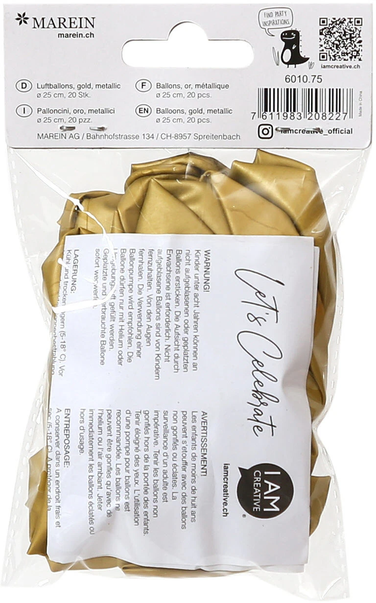 I AM CREATIVE Luftballons, gold metallic - 20 Stück