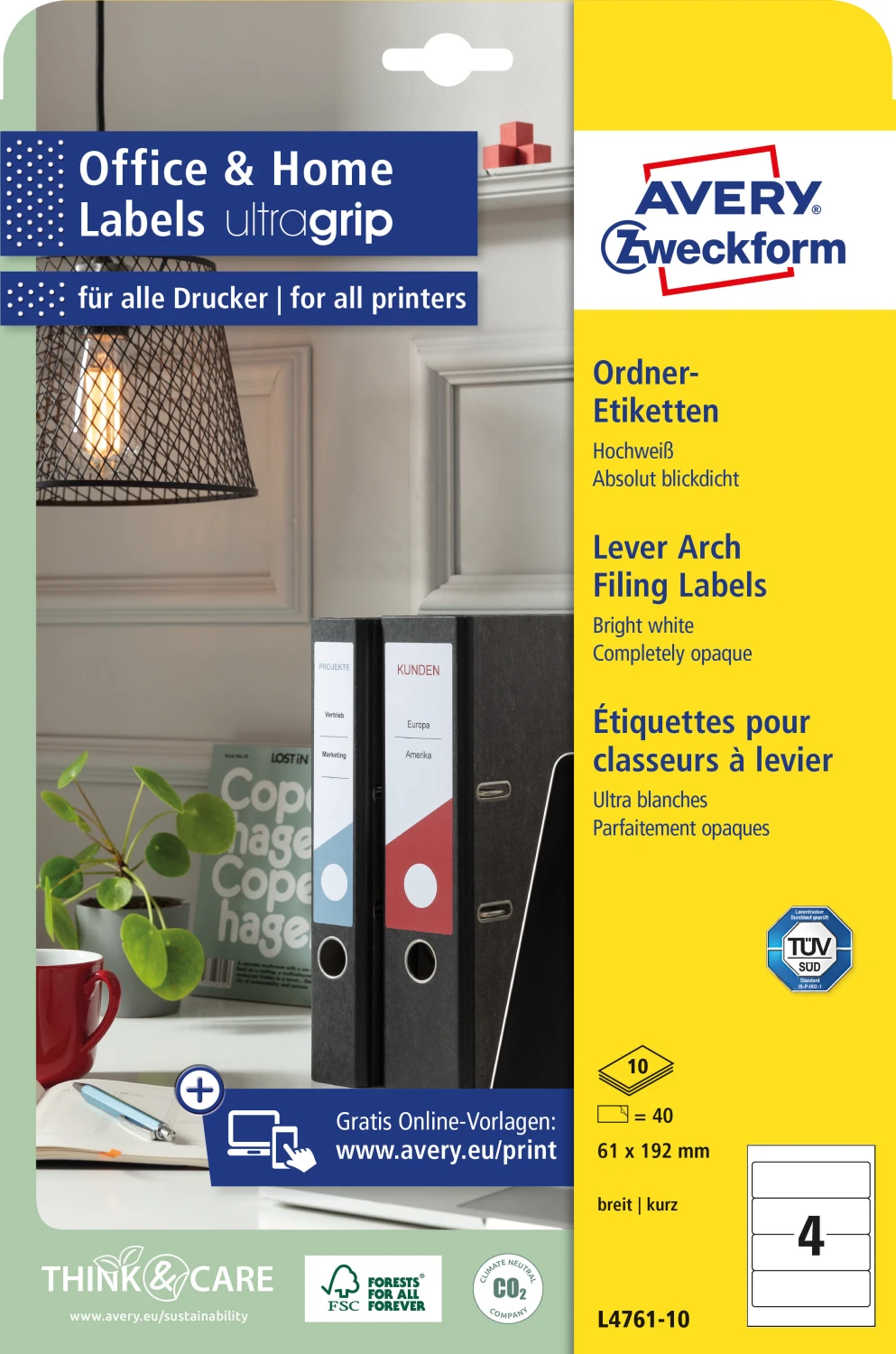 AVERY ZWECKFORM L4761-100 Ordneretiketten 61 x 192 mm
