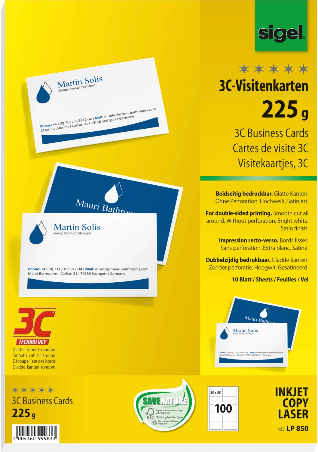 SIGEL LP850 Visitenkarten 85x55mm
