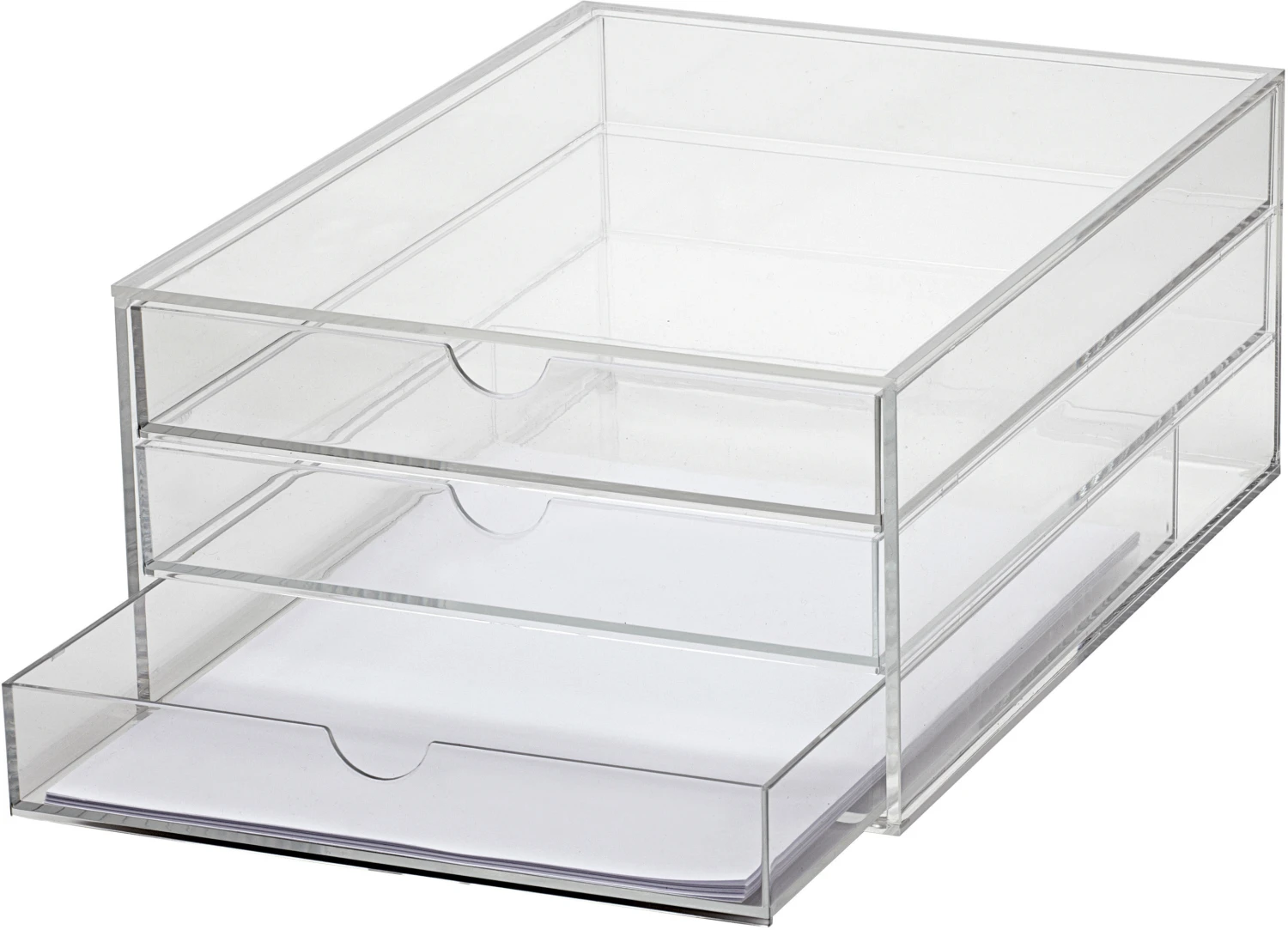 MAUL Schubladenbox Acryl A4 mit 3 Fächer