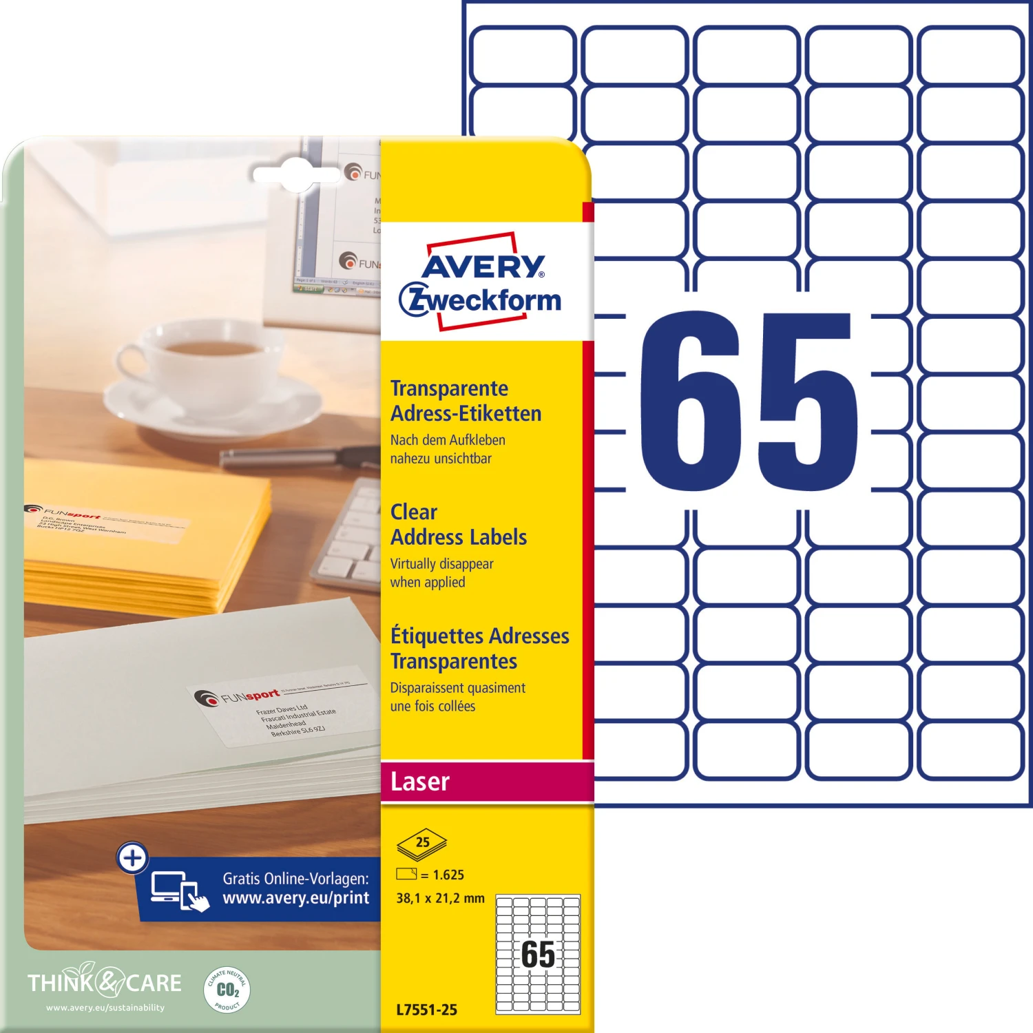 AVERY Zweckform L7551-25 Adress-Etiketten 38 x 21.2 mm