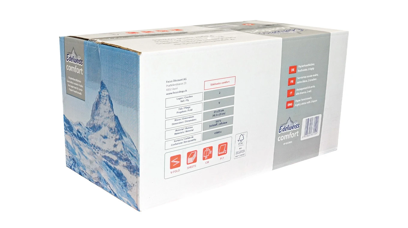 EDELWEISS comfort Papierhandtücher V-Falz, 2-lagig, hochweiss