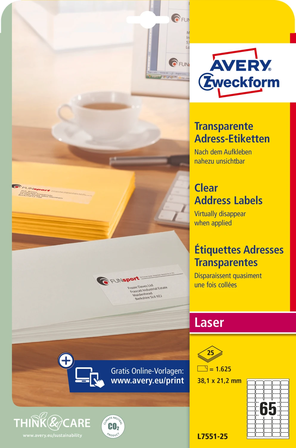 AVERY Zweckform L7551-25 Adress-Etiketten 38 x 21.2 mm