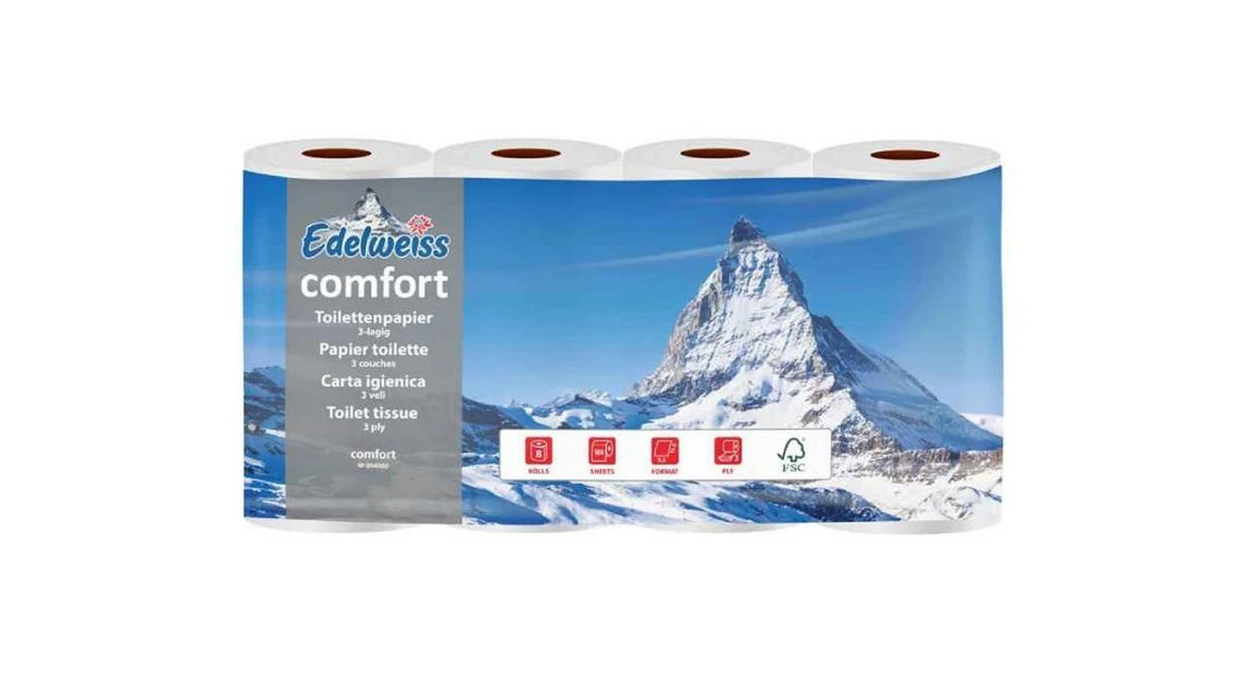 EDELWEISS WC-Papier Comfort 3-lagig, 8 Rollen