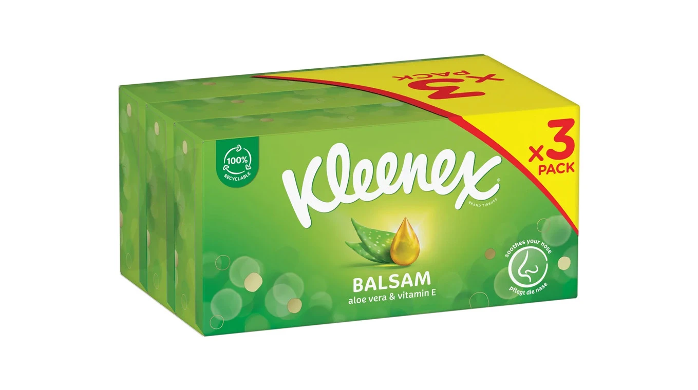 KLEENEX Kosmetiktücher Balsam 4-lagig, 3 Stück