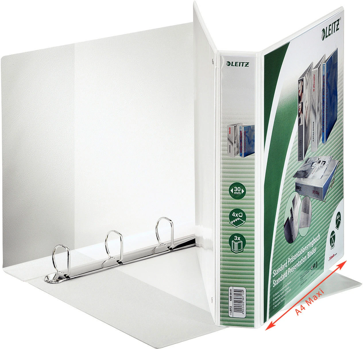 LEITZ Präsentationsringbuch A4, 30 mm - 4 Ringe