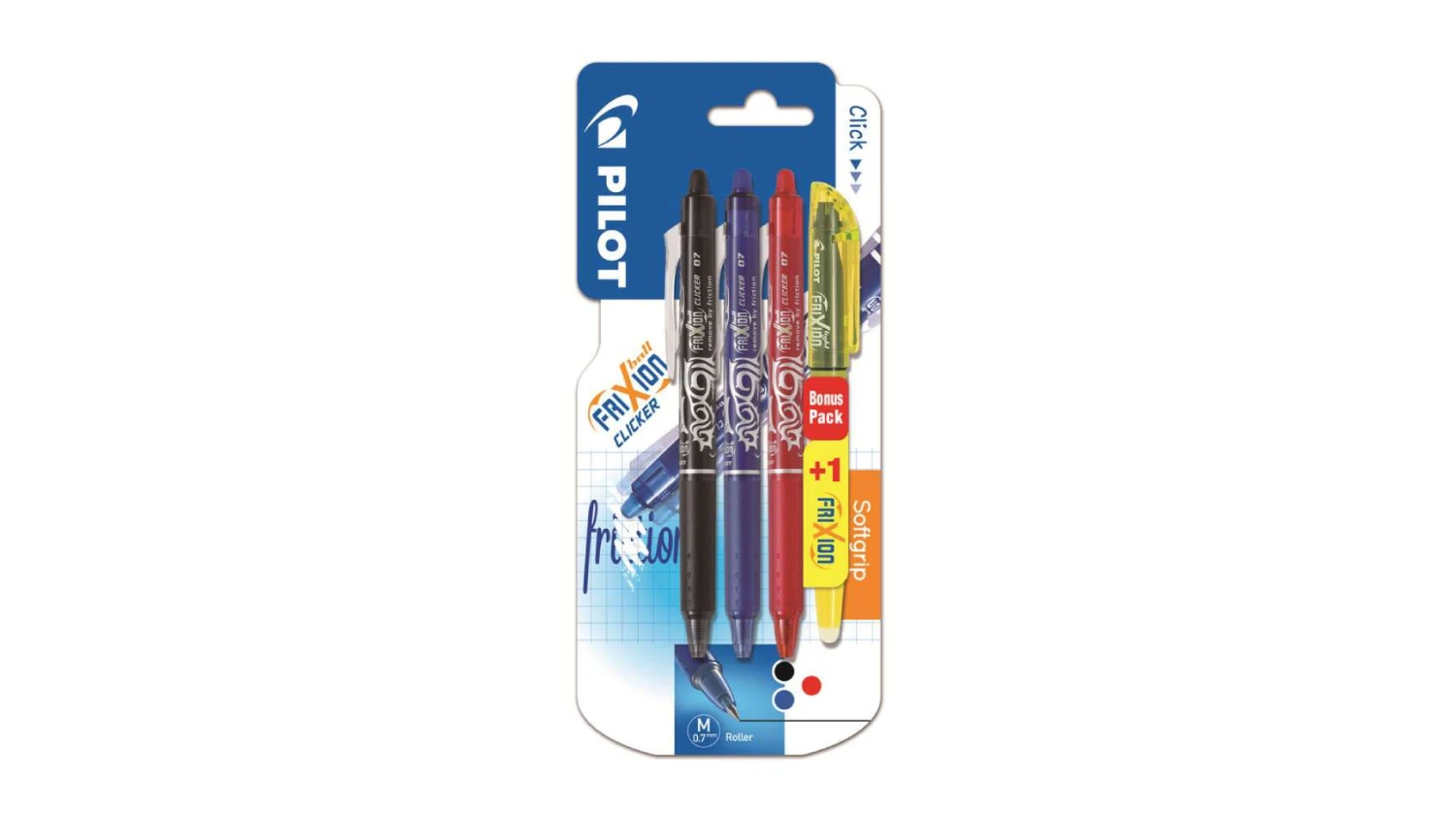 PILOT Tintenroller, 3 x Pilot FriXion Clicker + 1 x Light gratis