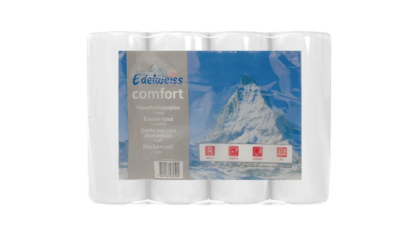 EDELWEISS Haushaltsrollen 3-lagig, 4 Rollen
