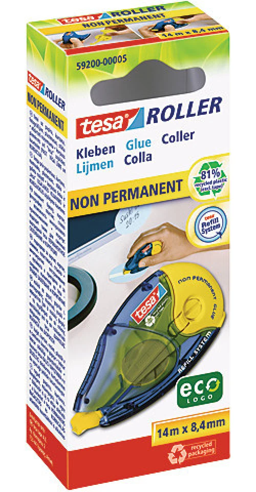 TESA ecoLogo Kleberoller Non Permanent 14 m x 8.4 mm