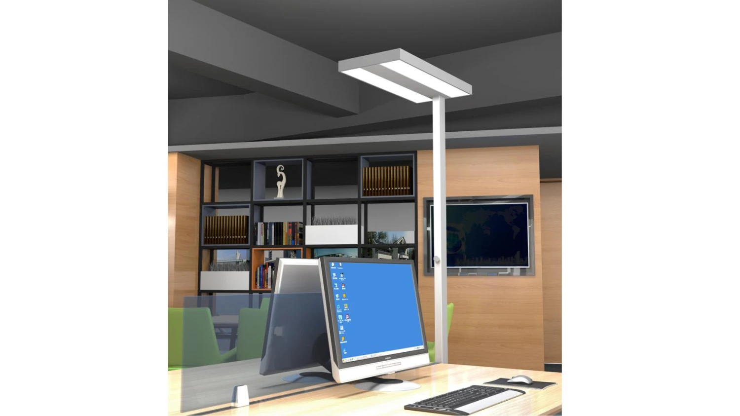 Contini LED Büro-Stehleuchte dimmbar silber